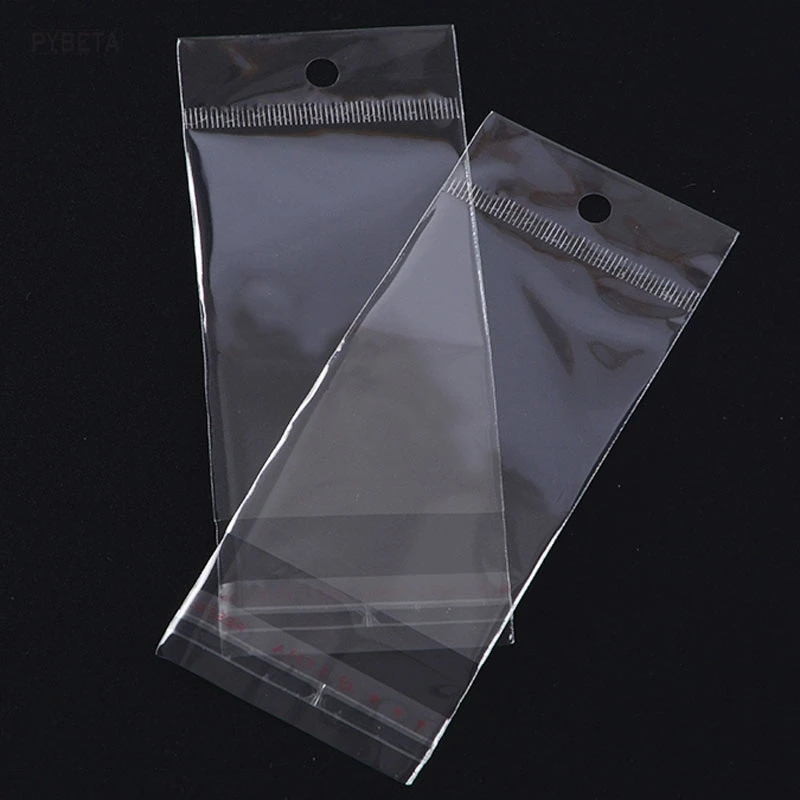 300pcs Clear OPP Self adhesive bag Hang Top Cello bags Jewelry Gift