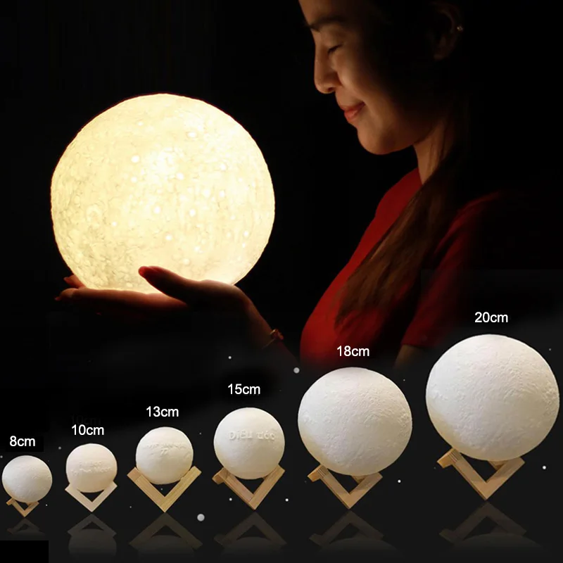 

Mabor Rechargeable 3D Print Moon Lamp 2 Color Change Touch Switch Table Lamp Children's Night Light Home Decor Gift Luminaria
