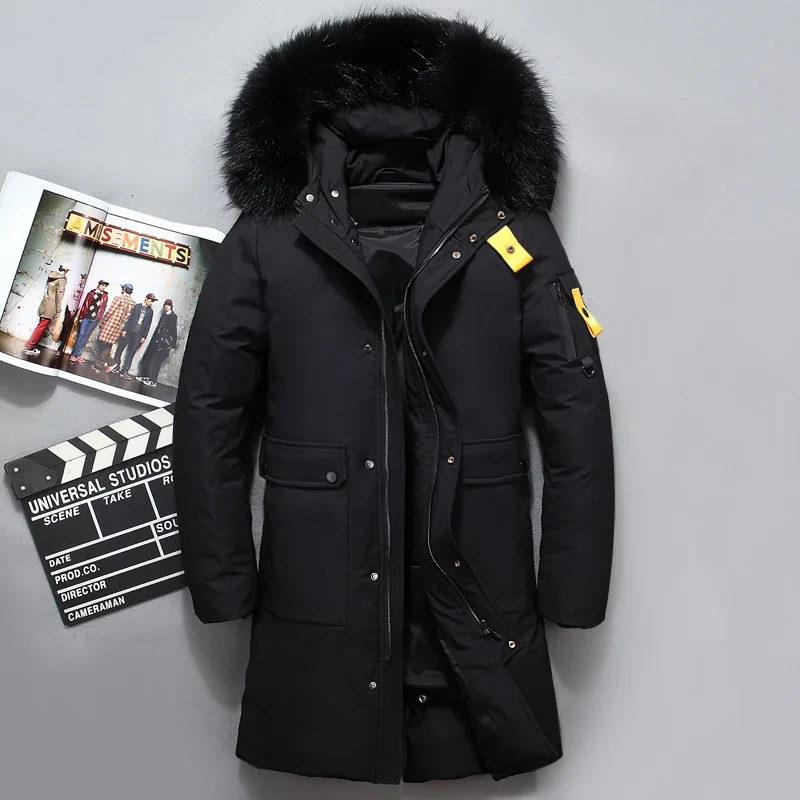 Новая зимняя теплая куртка на утином пуху, мужская верхняя одежда, толстые зимние парки, пальто с капюшоном, мужская повседневная теплая ветрозащитная пуховая куртка