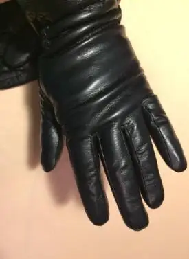 Для женщин из натуральной кожи перчатки из натуральной овечьей кожи Черный Сенсорный экран перчатки Модные брендовые зимние теплые
