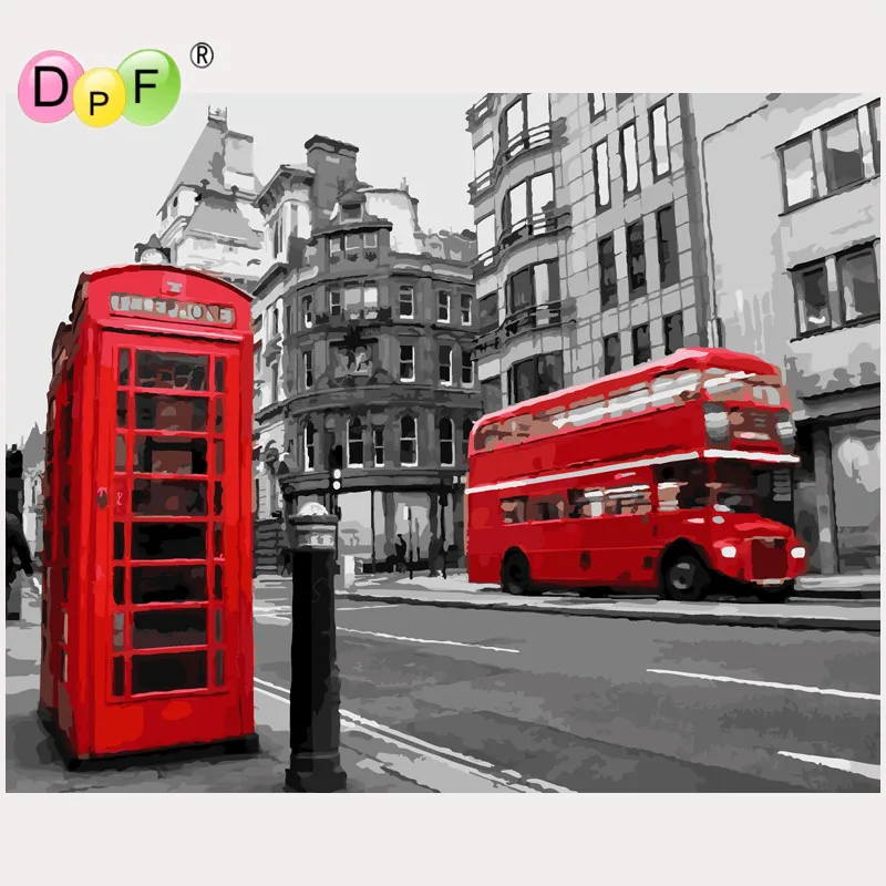 DPF Безрамное изображение автобус DIY картина номер по цифровым украшения для дома