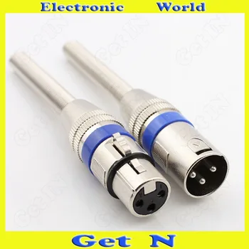 

10pcs-100pcs Long-Spring 3-Pole Male/Female Cannon XLR Connector Plug with Blue Circle for Karaoke Microphone Cannon Long-Spring