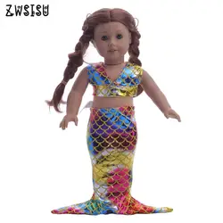 Русалка платье для 18 дюймов американская кукла и 43 см Кукла лучший подарок для детей b696