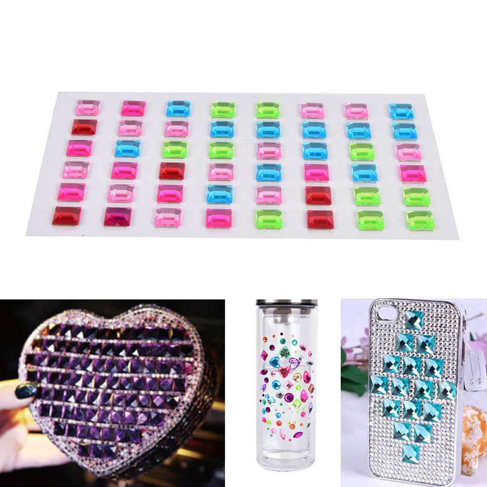 

48Pcs/lot 9mm DIY Craft Decor For Mobile Phone Shell Computer Home Decoration 3D Self Adhesive Stick Crystal Sticker Rhinestone