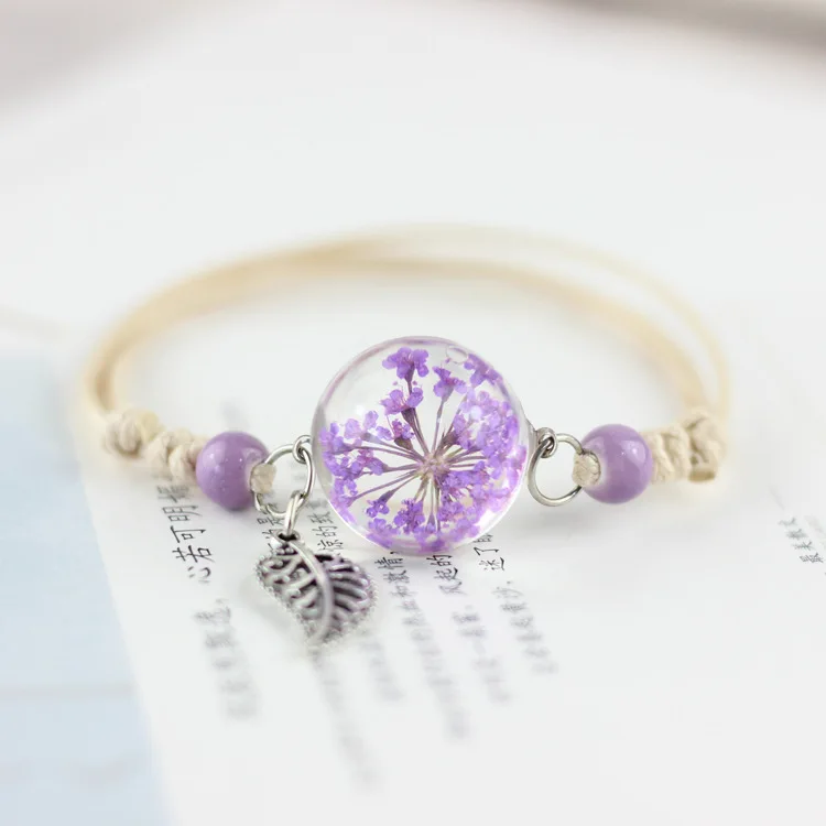 

1PCS New Adjustable Dried Flowers Plant Specimens Bracelet Ball Dandelion All Over The Sky Star Girlfriends Female Lovers Gifts