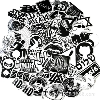 

60 PCS Black white Stickers For Car Styling Fridge Phone Bicycle Moto Decal Bomb Guitar Skateboard JDM PVC Brand Sticker Toy