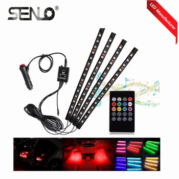 

Car Light 15Bulbs RGB Interior Lights With Voice Remote Control LED Strip Atmosphere Lamp Changing Colors Car Styling Decorative
