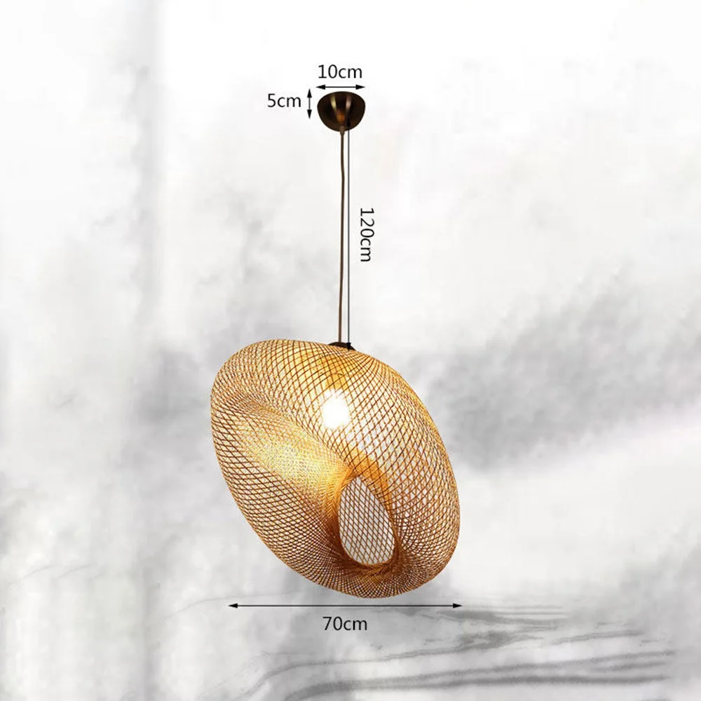 Бамбуковый светодиодный подвесной светильник E27 из плетеного ротанга с волнистым абажуром, винтажный Японский подвесной светильник для дома и дома, столовой, комнаты, светильник ing - Цвет корпуса: Model 6