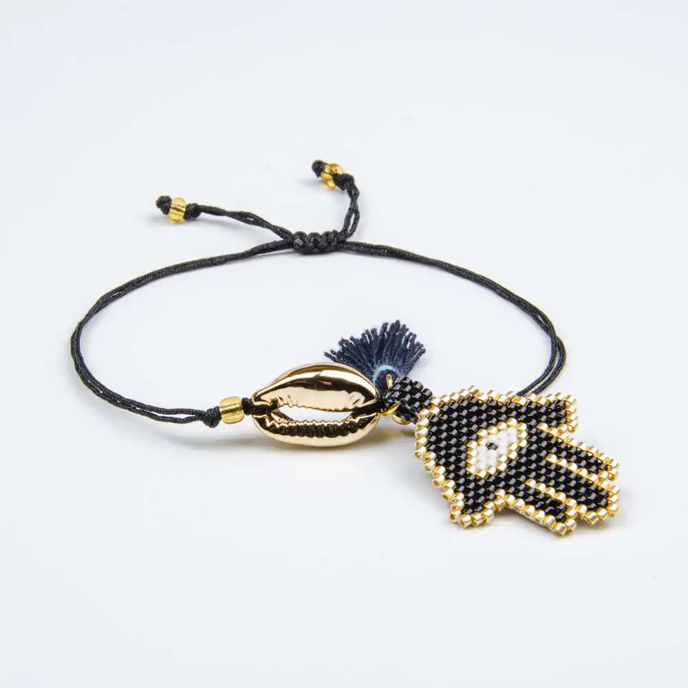 

Go2boho Evil Eye MIYUKI Bracelet Hamsa Hand Charm Pulseras Gold Shell Bileklik Women MIYUKI Delica Jewelry Bracelets Handmade