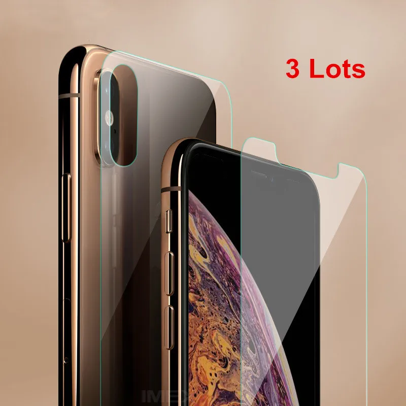 CCDZ 3Lots Front Back 9H Tempered Glass For iPhone XS XR Screen
