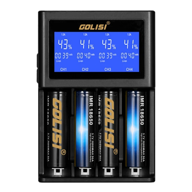 

100% Original Golisi S4 2.0A Smart Charger Battery Charger with LCD Screen For 20700 26650 18650 Lithium batteries Fast Charger
