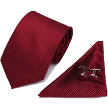 Tie Set Brand Men's Ties Causal Jacquard Woven Ties for Men Handkerchief Cufflink Business High-grade wedding Gift Necktie new brand men ties causal jacquard woven ties for men high grade gift box sets necktie handkerchief cufflink business tie set
