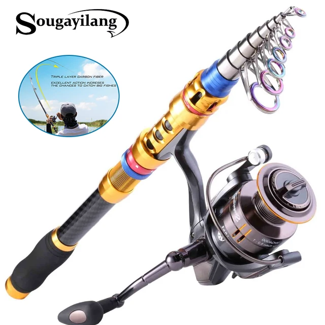 Cheap Sougayilang Telescopic Fishing Rod and 14BB Spinning Fishing Reel Sets Carp Rod Reel Wheel Combo Saltwater Fishing pole de pesca Cheap Sougayilang Telescopic Fishing Rod and 14BB Spinning Fishing Reel Sets Carp Rod Reel Wheel Combo Saltwater Fishing pole de pesca