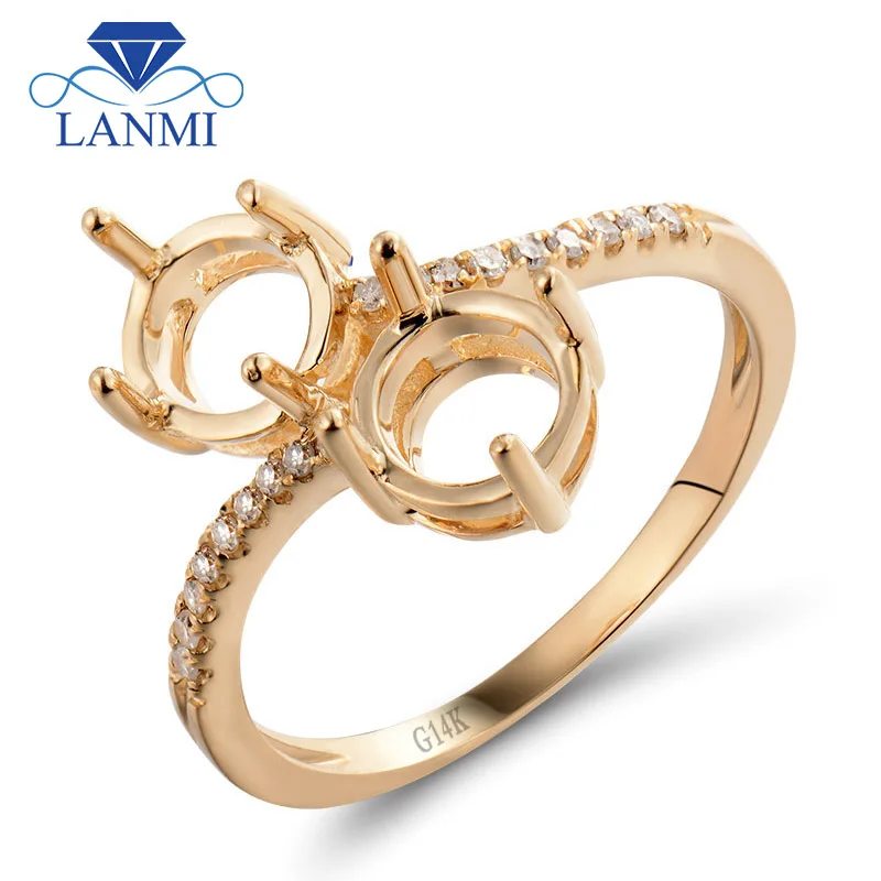 

Two Stones Round 6mm Semi Mount Engagement Wedding Ring14Kt Yellow Gold 0.09 Carat Diamond Ring For Sell R0011