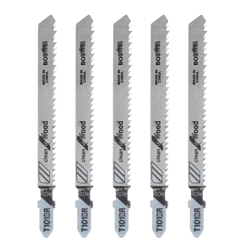 

5Pcs/Set T101BR HCS 100mm Jigsaw Blades Clean for Wood Laminated Board Cutting