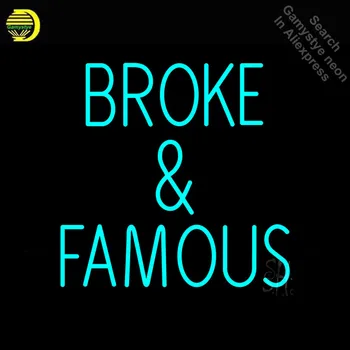 

NEON SIGN for Broke And Famous REAL GLASS BEER BAR PUB display Light Signs Signboard neon light signs Dropshipping Art Lamps