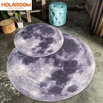 

3D Planet printing Round Carpet Moon pattern Mat Anti-slip Rugs 80cm/100cm/120cm Chair sofa Floor Mat for Kid Room Home Decor