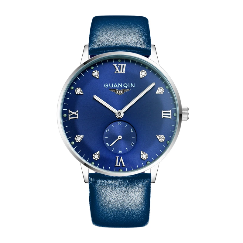 

GUANQIN GJ16016 watches men luxury brand Men Automatic Mechanical Wristwatch Luminous Clock Male leather strap Waterproof