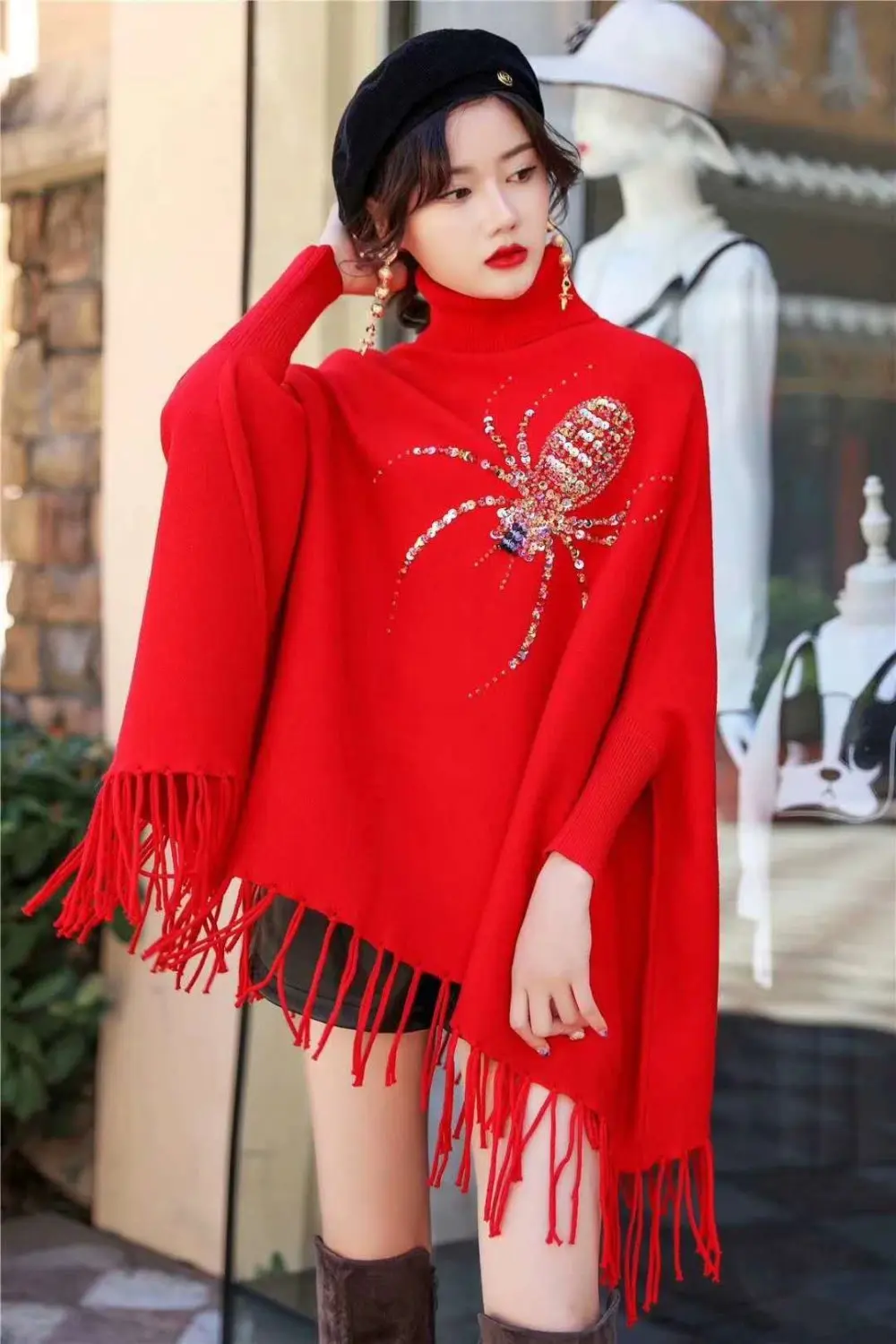 2019 New Personality High Quality Cloak Batwing Sleeve Pullovers Casual Fashion Loose Tassel Spring Autumn Sweater Clothes |
