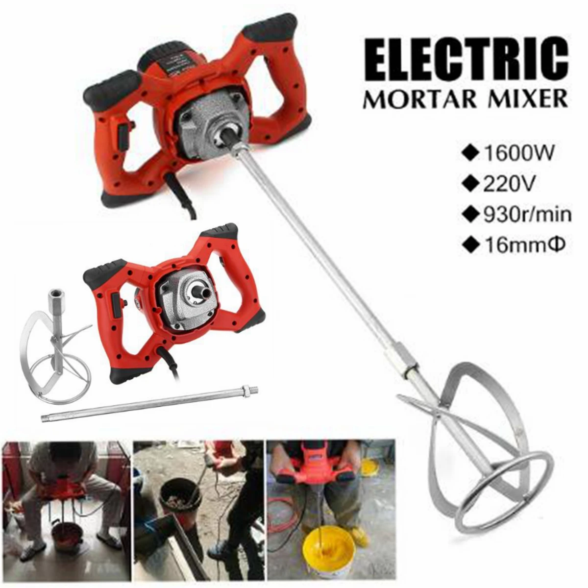 

Doersupp Voltage 220V 50/60Hz Mortar Mixer Kit 1500W High Temperature Fast Heat Dissipation 6 Level Speed Diameter 16mm 930r/min