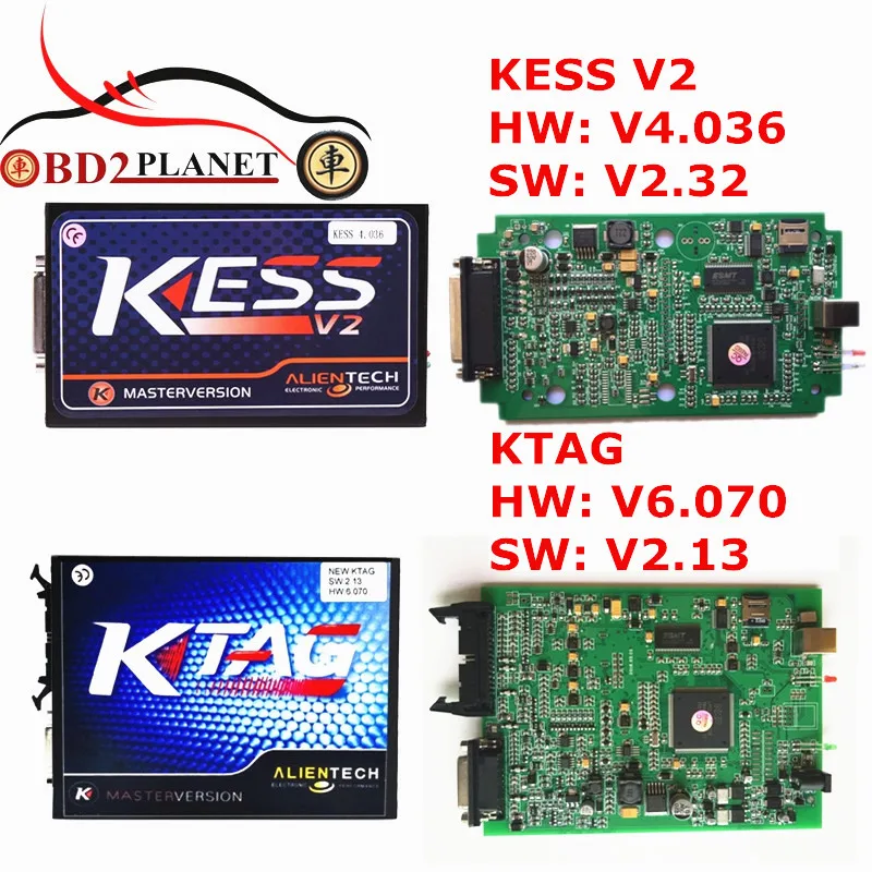 KESS V2 FW V4.036 SW V2.32+K TAG SW V2.13 Master KTAG FW V6.070 OBD2