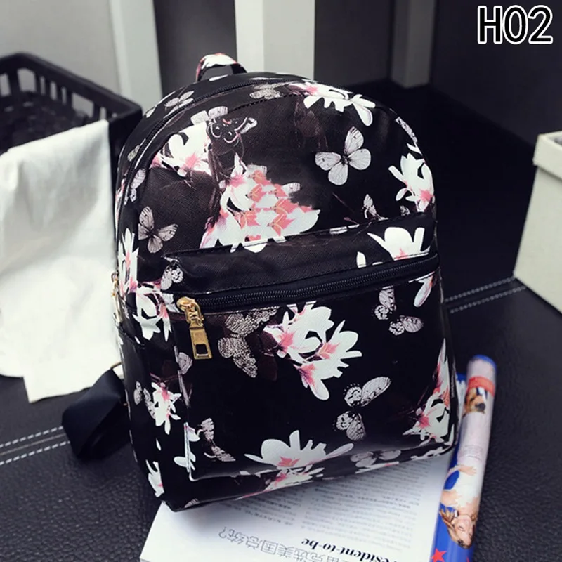 

2018 Fashion Women Floral Printing Leather Backpack School Bags For Teenage Girls Lady Travel Small Backpacks Mochila Feminina