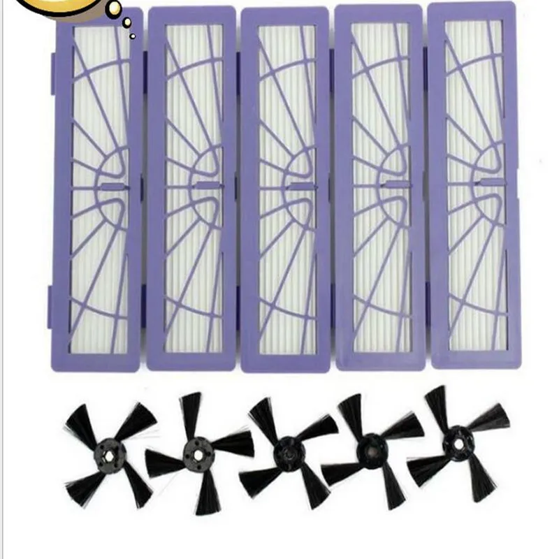 

10pc/lot Replacement 5 Hepa Filter + 5 Side Brush Replacement Robot Vacuum Cleaner D70E/75/80/85 Accessories