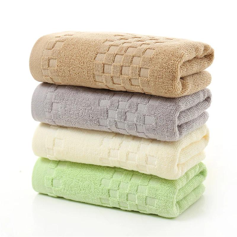 Simple solid Plaid Hotel Towels Soft Cotton Face Towel For Adults Thick Bathroom Super Absorbent