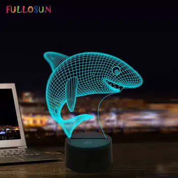 

Marvel LED 3D Illusion Shark Animal Model Night Lamp 7 Colors Desk Light for Kids Xmas Gift