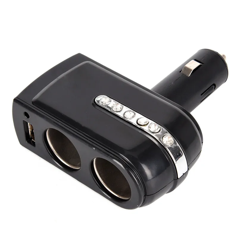 

New Car Cigarette Lighter Extender Splitter Car-Charger 2 USB Charger Dual Sockets