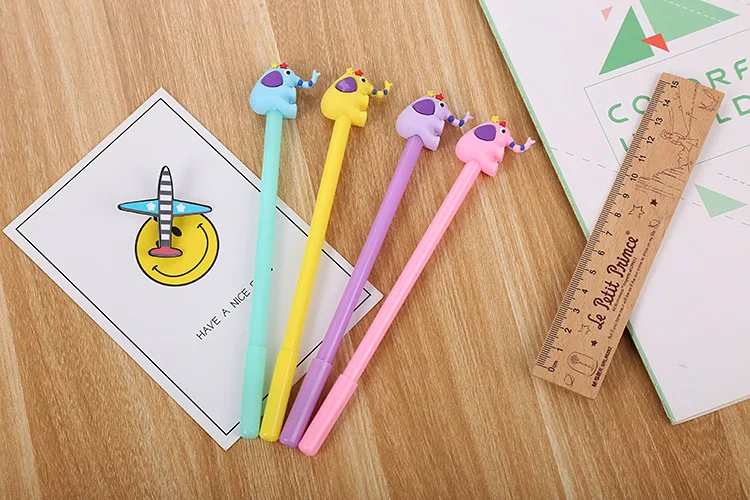 Adorável dos Desenhos Artigos de Papelaria Material de Escritório Criativo Elefante Neutro Caneta Animados Aprendizagem Água Assinatura 24 Pçs 2 dos desenhos animados aprendizagem artigos de papelaria