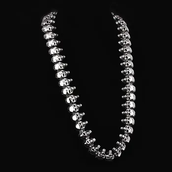 

Fashion Arrogance Cool Men Skeleton Chain Necklace Retro Color Black Stainless Steel Many Skull Chain Necklace Jewelry