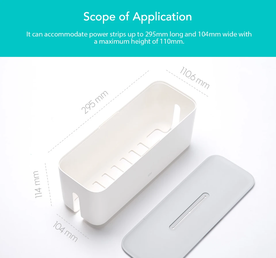 Xiaomi Power Cable Collector Cable Storage Box Cord Organizer ABS Storage Box Detachable Cover Simple and Stylish Design White (15)