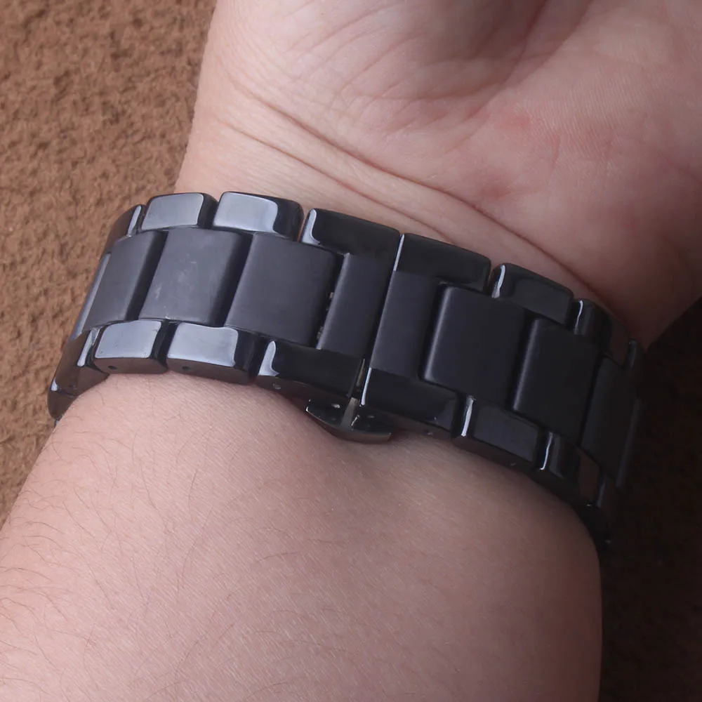 

For Samsung Gear S2/S3 watchbands quality ceramic watch strap 20mm 22mm luxury metal buckle bracelet Quick Release Spring Bar
