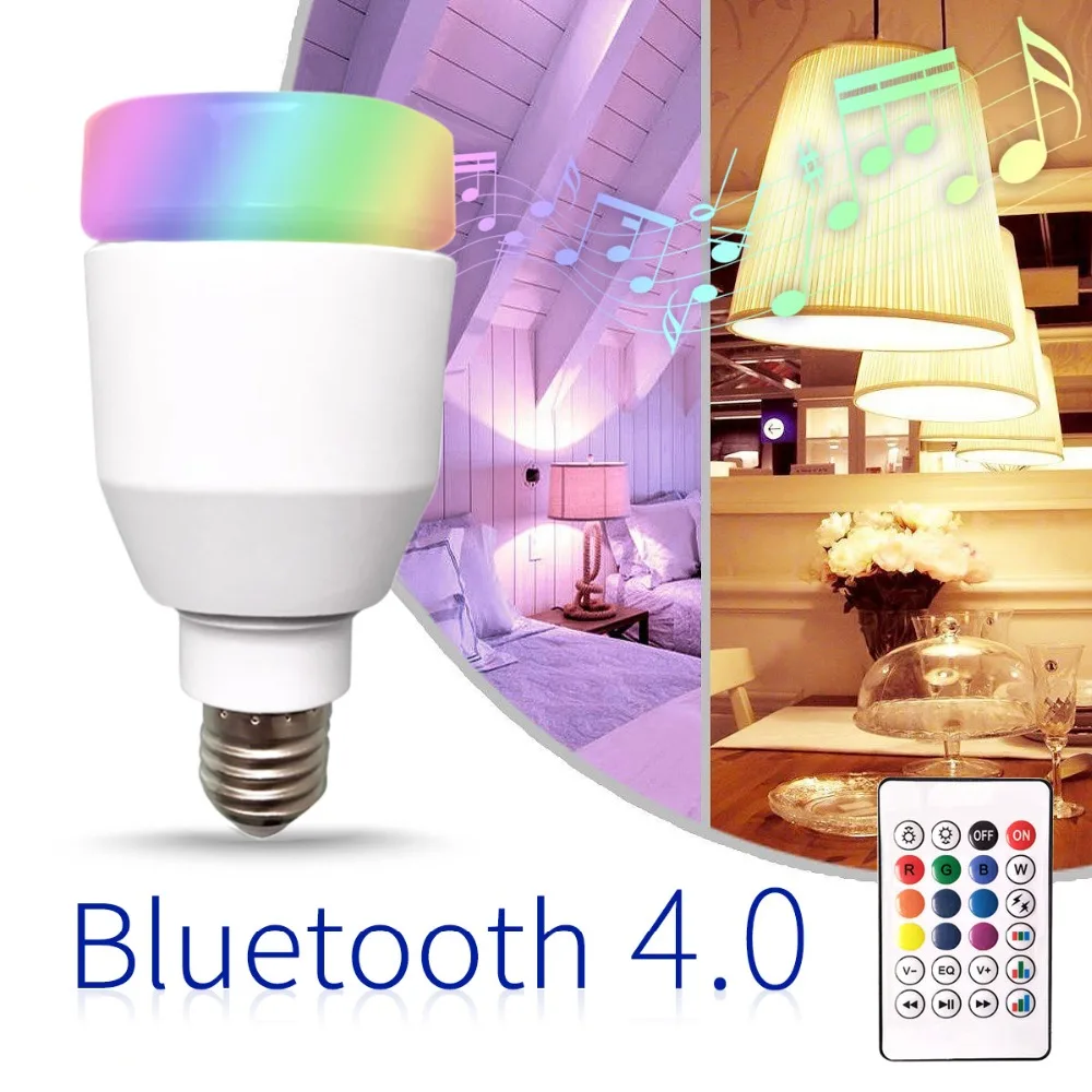 Bluetooth Колонка LKLTFX E27 светодиодная лампа RGB колонка с сабвуфером Мини Беспроводная