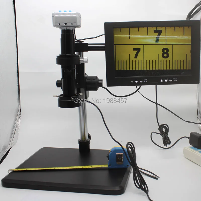 

20 mill 1080P 60FPS HDMI USB Industrial Microscope Camera+200X C-mount Lens+Fine Adjustment Bracket+LED light+HD 10-inch Monitor
