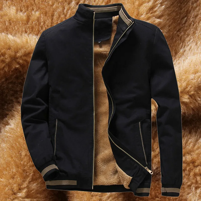 

Men's Winter Jacket Men Warm Fleece Lining Coat Mens cotton Jackets And Coats Male Windbreaker Black Casual Wool Jacket Plus 5XL