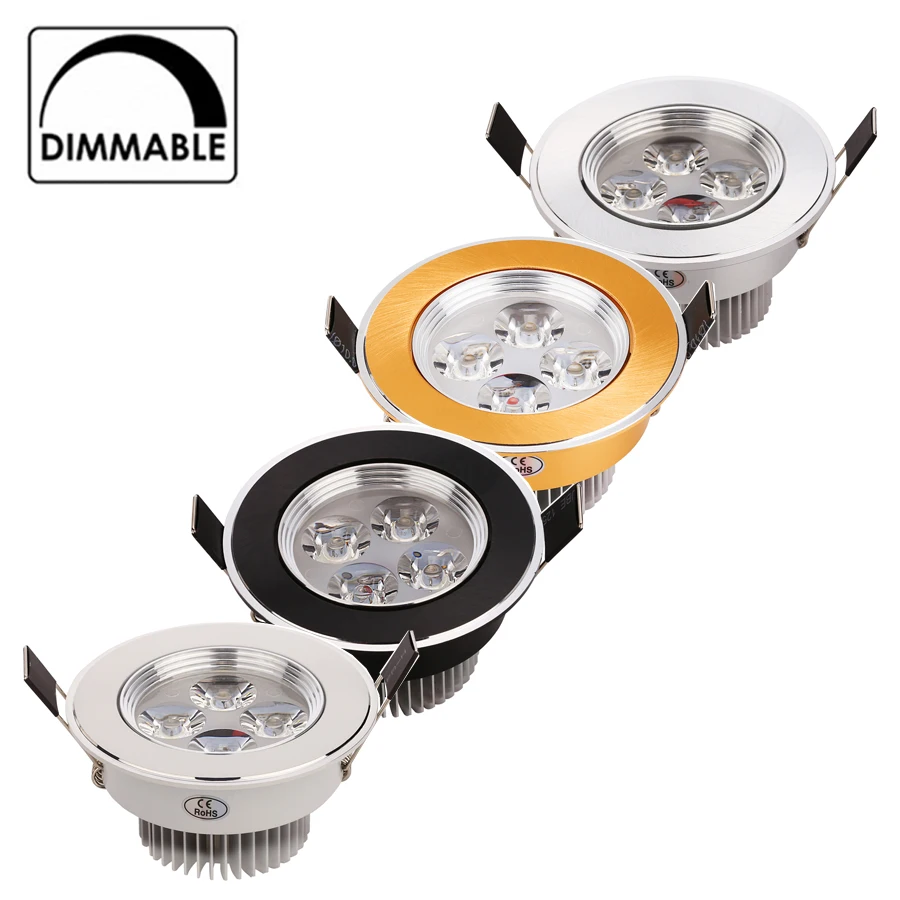 Buy led spot light 9W 12W 20pcs/lot Anti glare Gold Silver Black White Dimmer