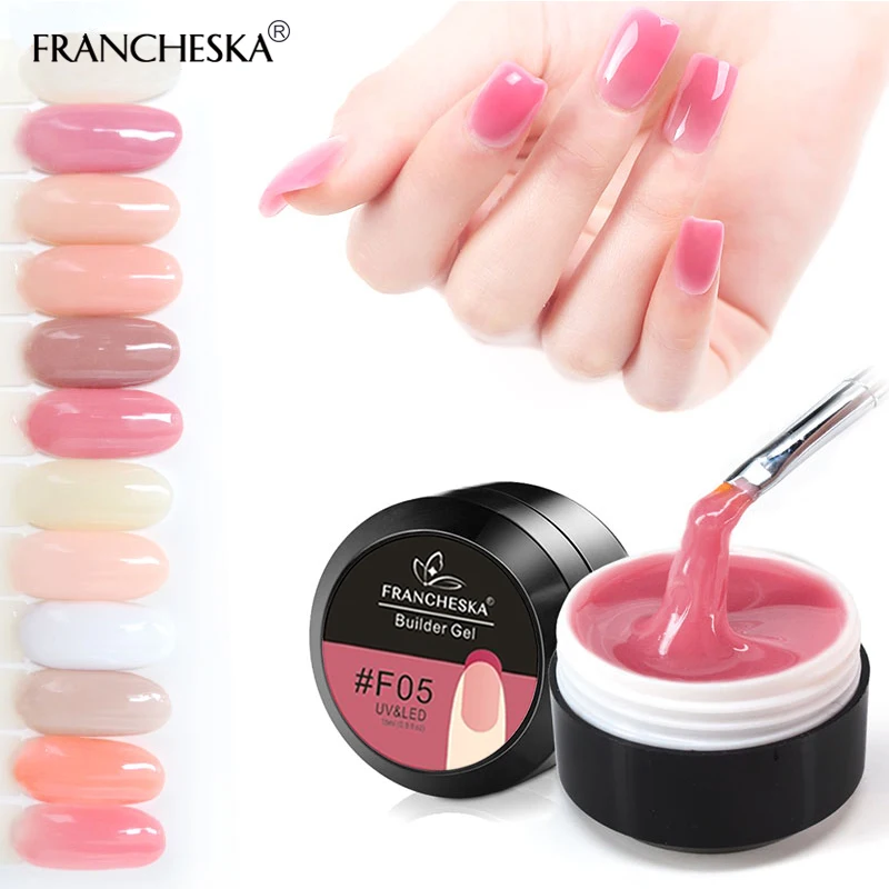 

Francheska UV builder gel 10 colors supply 15ml strong thin Jelly led soak off cover pink clear white camouflage UV Builder gel