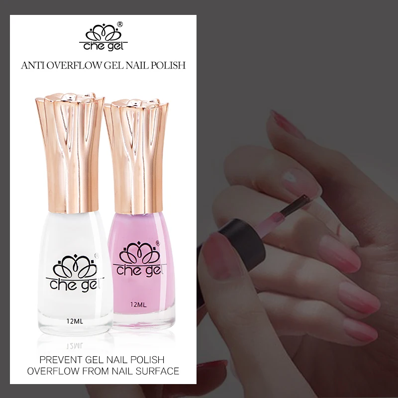 Anti Overflow Gel Nail Polish Removable Paint Milky White Pink DIY Nail