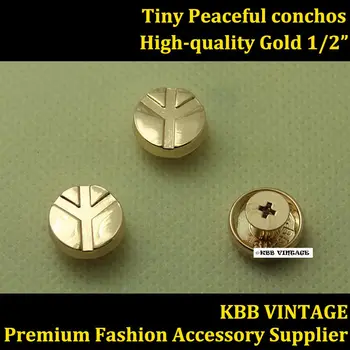 

(KBM10) 10pc 1/2'' Western Peace Concho Screwback Peace-sign Stud Gold