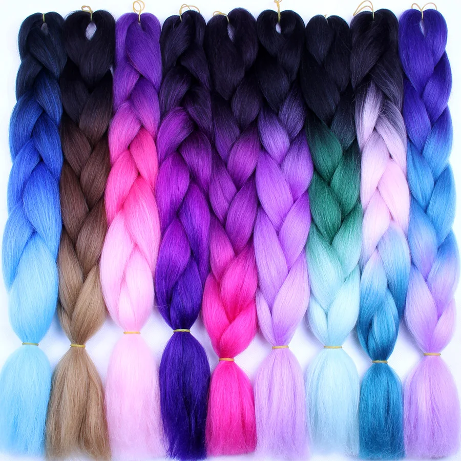 

FALEMEI Three Tone Color Crochet Hair Extensions Synthetic Crochet Braids Ombre Jumbo Braiding Hair Extensions