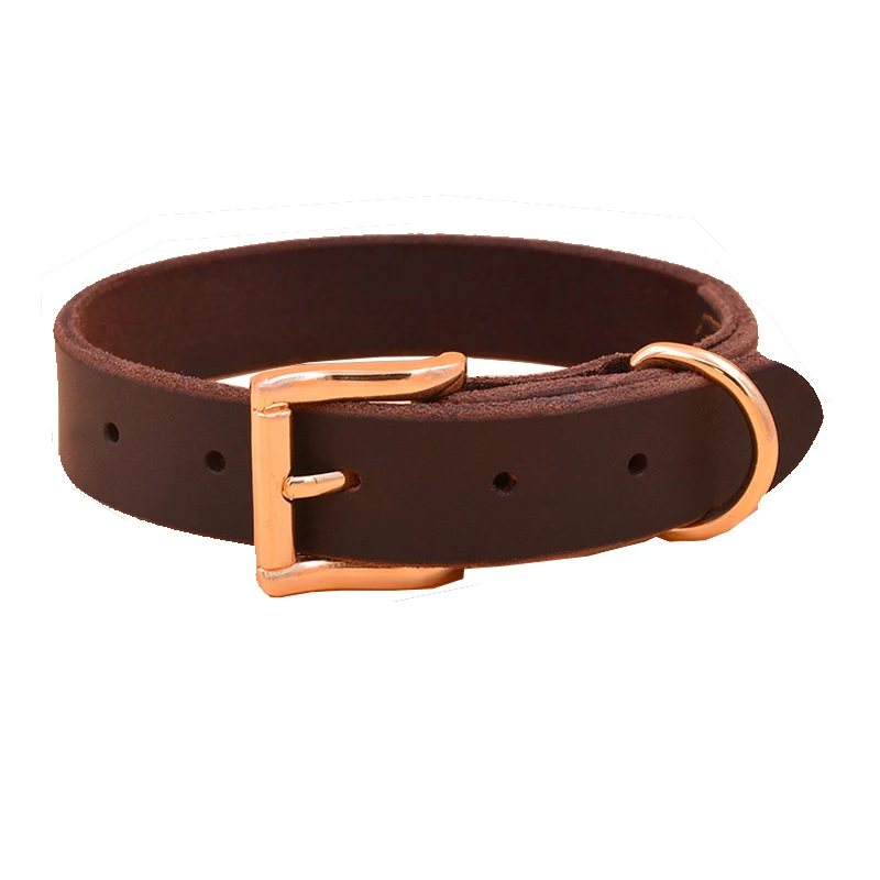 Cowhide Dog Collars Brown Black Solid Color Sample Dogs Necklace