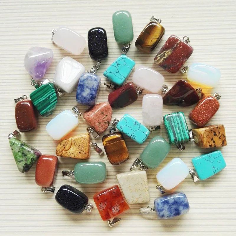 

Wholesale 36pcs/lot Good quality mixed Natural stone Irregular shape Opal pendants charms tiger eye stone pendants for jewelry