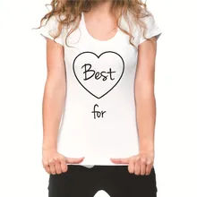 Showtly BEST FRIENDS Letter Print Women's T Shirt Girlfriend Tee Tops Casual Super Soft Short Sleeve letter print tassel embellished tee