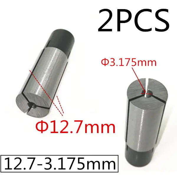 1/2 ''1/4'' 1/8 ''10 мм 8 мм 6 мм 4 мм 3 мм патрон фрезы цанговый адаптер для передачи для Makita BOSCH HITACHI DeWALT Hilti worx - Цвет: 2PCS    12.7-3.175mm