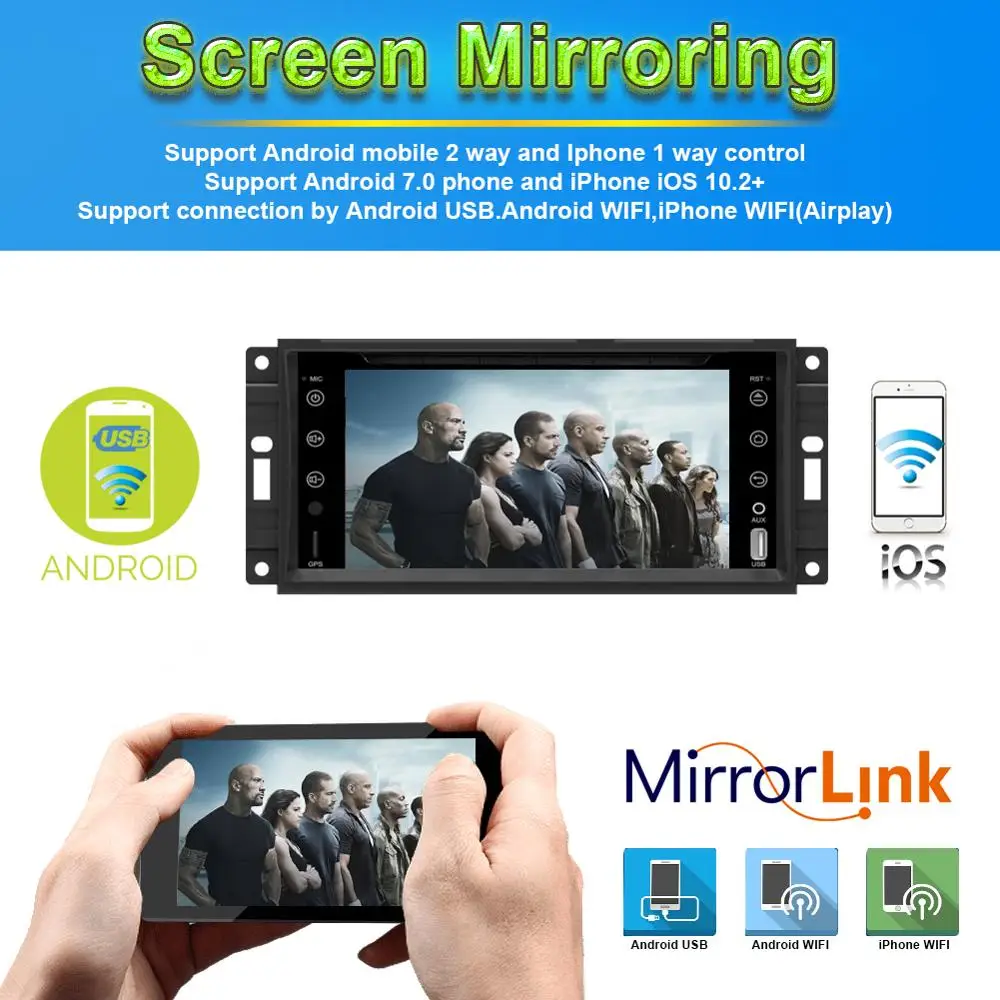 Flash Deal Android 7.1/8.0 Octa Core 4GB RAM 32GB ROM Car DVD GPS For Jeep Wrangler Commander Dodge 2007-2013 Radio Stereo Navigation SWC 5