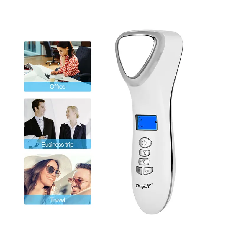 Cuidados com a Pele Dispositivo da Beleza Ckeyin Quente Frio Martelo Rosto Massageador Vibração Ultra-sônica Led Luz Fóton Limpeza Profunda Facial Purificador & 18 Beleza e saúde