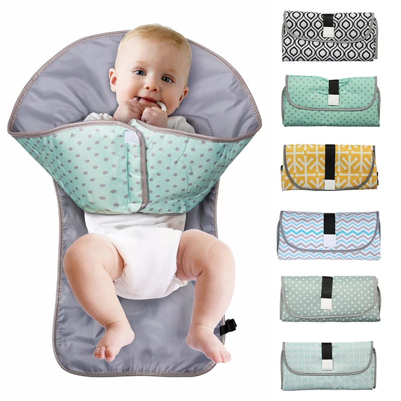 

Portable Diaper Changing Pad Clutch with Barrier for Newborn Foldable Clean Hands Changing Station Soft Flexible Travel Mat