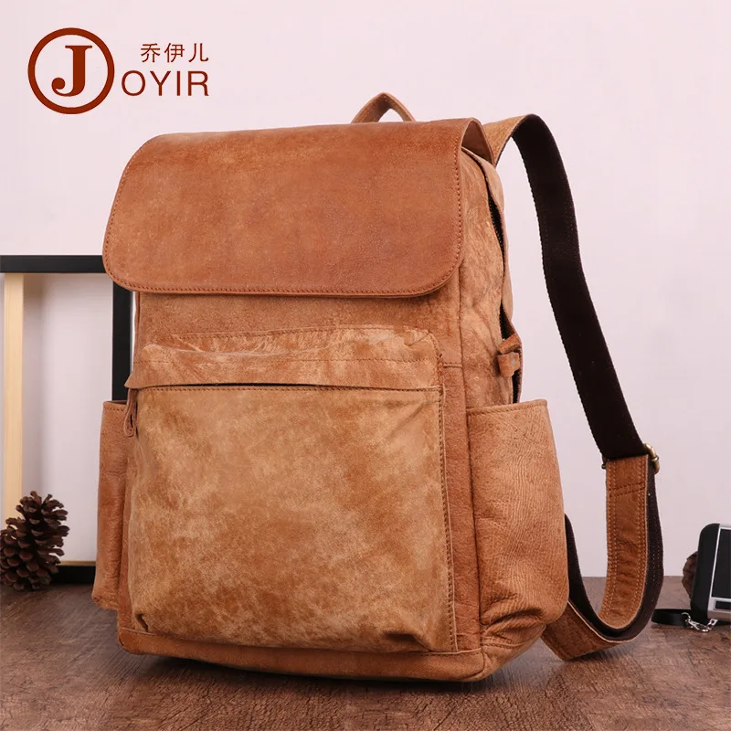 

Joyir Cowhide Men Backpack Genuine Leather Vintage Daypack Travel Casual multi-function Male Laptop Bags College Rucksack